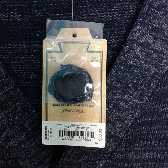 Men’s Urban Pipeline S Small 34 - 36 Cardigan Sweater Navy Blue Long Sleeve NWT - Picture 6 of 8